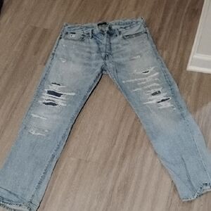 Men's Distressed Blue Jeans